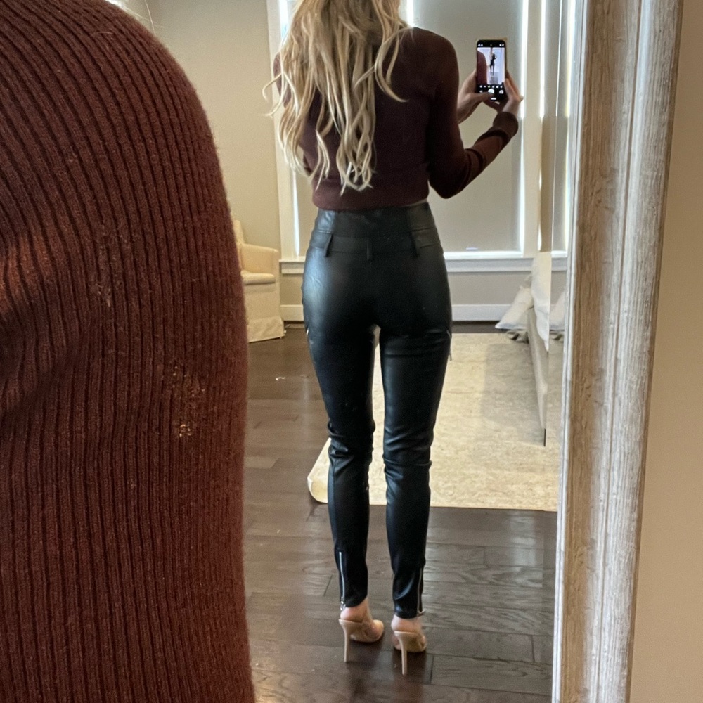 Faux leather moto legging